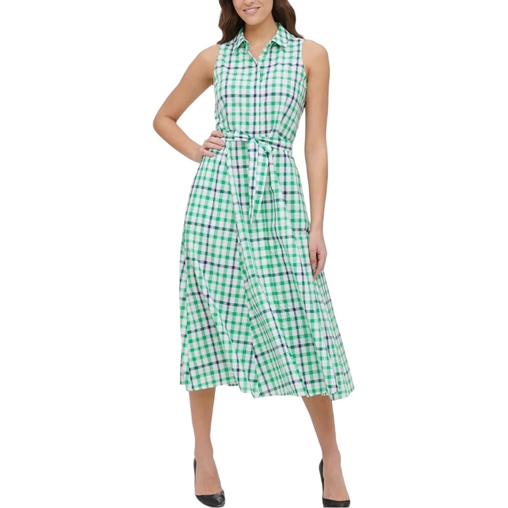 Tommy Hilfiger Women's Sleeveless Collared Button Up Midi Dress Size 8
